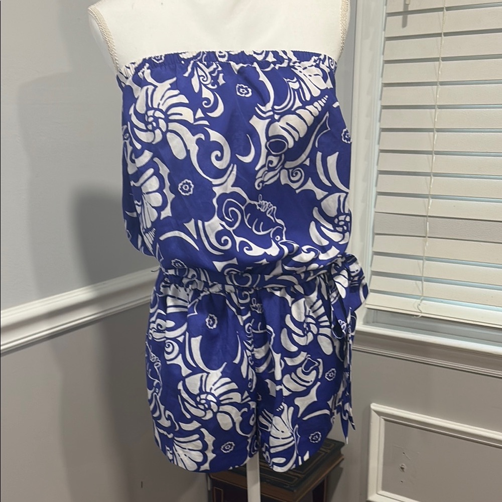 Lilly Pulitzer Blue and White Floral Jumpsuit